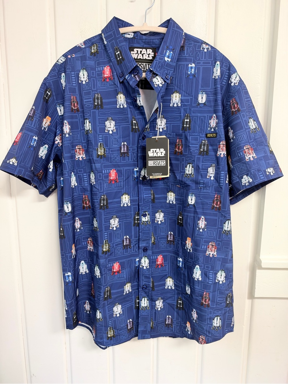 RSVLTS Star Wars R2 Droids Blue KUNUFLEX Shirt NWT Men’s L